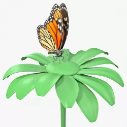 Animated Monarch Butterfly Collects Nectar Fur Rigged 3d model