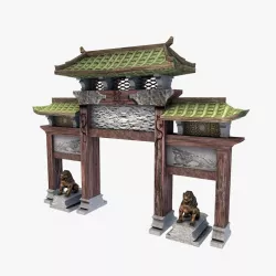 Asian Gateway 3d model