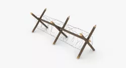 Barbed wire fence WWII 3d model