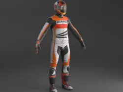 Biker Racing Motorcycle Rider 3d model