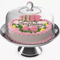 Cake Stand Metal with Birthday Cake 3d model