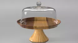 Cake Stand Wooden with Dome 3d model