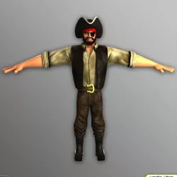 Cartoon Male Pirate T-Pose Version 3d model