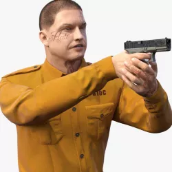Criminal Aiming with Gun Fur 3d model