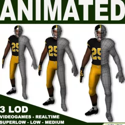 Football Player With 3 LOD For Videogame 3d model
