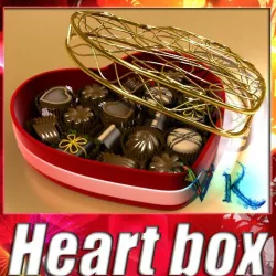 Heart box + 8 Chocolates 3d model