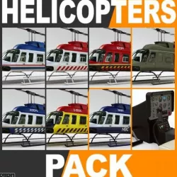 Helicopter - Bell 206L Pack with Interior 3d model
