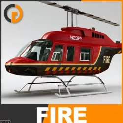 Helicopter - Fire Bell 206L with Interior 3d model