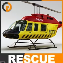 Helicopter - Rescue Bell 206L with Interior 3d model