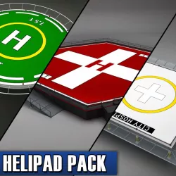 Helipad helicopter pad pack 3d model