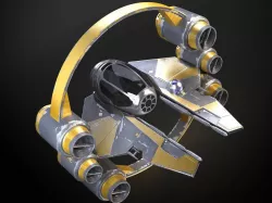 Jedi Starfighter Eta-2 with Hyperdrive Booster Ring 3d model