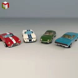 Low Poly Muscle Car Pack 3d model