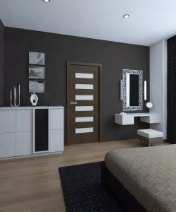 Nice bedroom with dark carpet 3d model