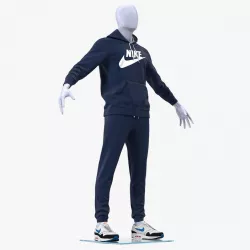 Nike Sportswear Suit Blue Lowered Hood on Mannequin 3d model
