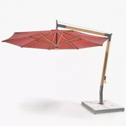 Offset Wooden Patio Umbrella 3d model