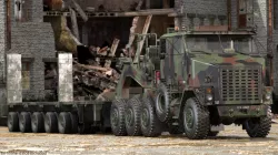 Oshkosh M1070 Truck Tractor Semi-Trailer Camo Dirty Rigged 3d model