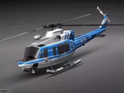 Police Bell 412 Surveillance Copter 3d model