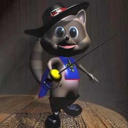Racoon Musketeer Cartoon Character Rigged 3d model