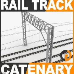 Railway Track and Catenary 3d model