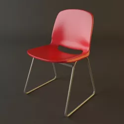 Red Plastic Armless Chair Stackable 3d model