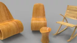 Rocking Wooden Chair Collection 3d model