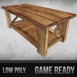 Rustic Wood Table 02 3d model