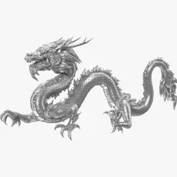 Silver Chinese Dragon Statue 3d model