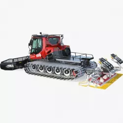 Snowy PistenBully 100 Snowcat with Snowplow 3d model