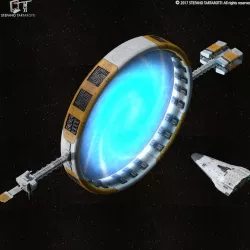Stargate with sci-fi shuttle 3d model