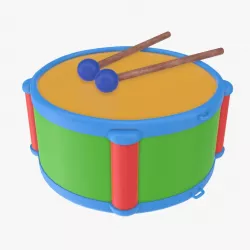 Toy drum with sticks 3d model