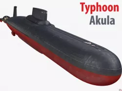 Typhoon Submarine Akula 3d model