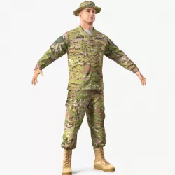 US Army Soldier T-Pose Fur 3d model