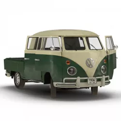 Volkswagen Type 2 Double Cab Pick Up Rigged Green 3d model