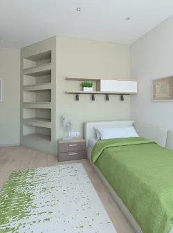 A simple child room with a ceiling fan 3d model