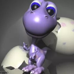 Baby dino cartoon rigged 3d model