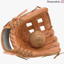 Baseball Glove And Ball 3d model