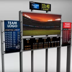 Baseball stadium scoreboard low poly 3d model