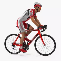 Bicyclist in Red Suit Riding Bicycle Rigged 3d model