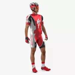 Bicyclist in Red Suit Rigged 3d model