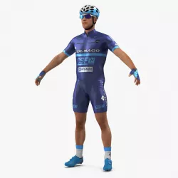 Bicyclist T Pose Blue Suit 3d model