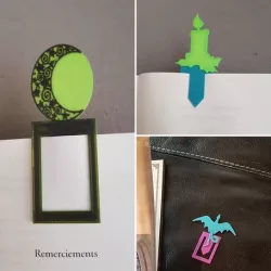 bookmarks: dragon, candle and moon