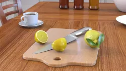 Chopping Board with Lemon 3d model