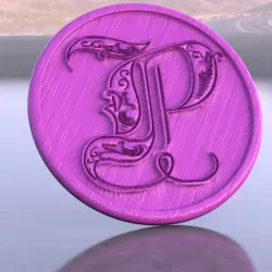 Coaster with letter 'P'