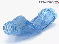 Crushed Plastic Bottle Blue 3d model