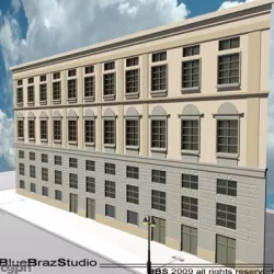 European building facade 2 3d model