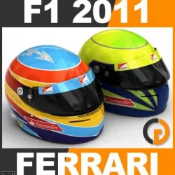 F1 2011 Fernando Alonso and Felipe Massa Helmet 3d model
