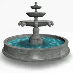 Fountain With Lions Heads 3d model