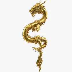 Golden Chinese Dragon Zodiac Sign 3d model