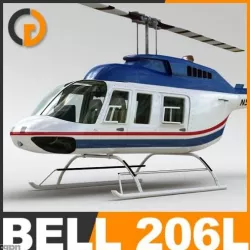 Helicopter - Commercial Bell 206L with Interior 3d model