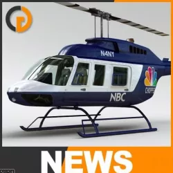 Helicopter - News Bell 206L with Interior 3d model